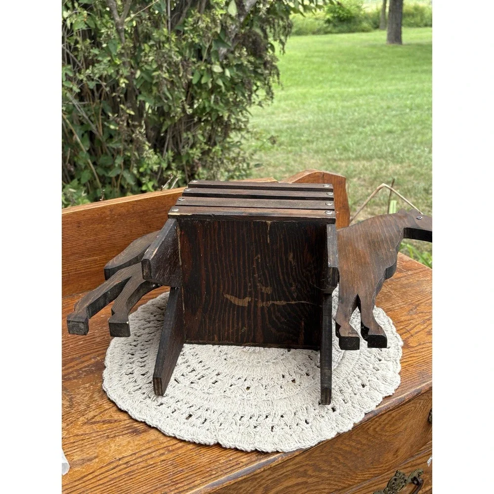 Vintage Handmade Brown Horse Planter Box Magazine Books Western Farm Decor 17